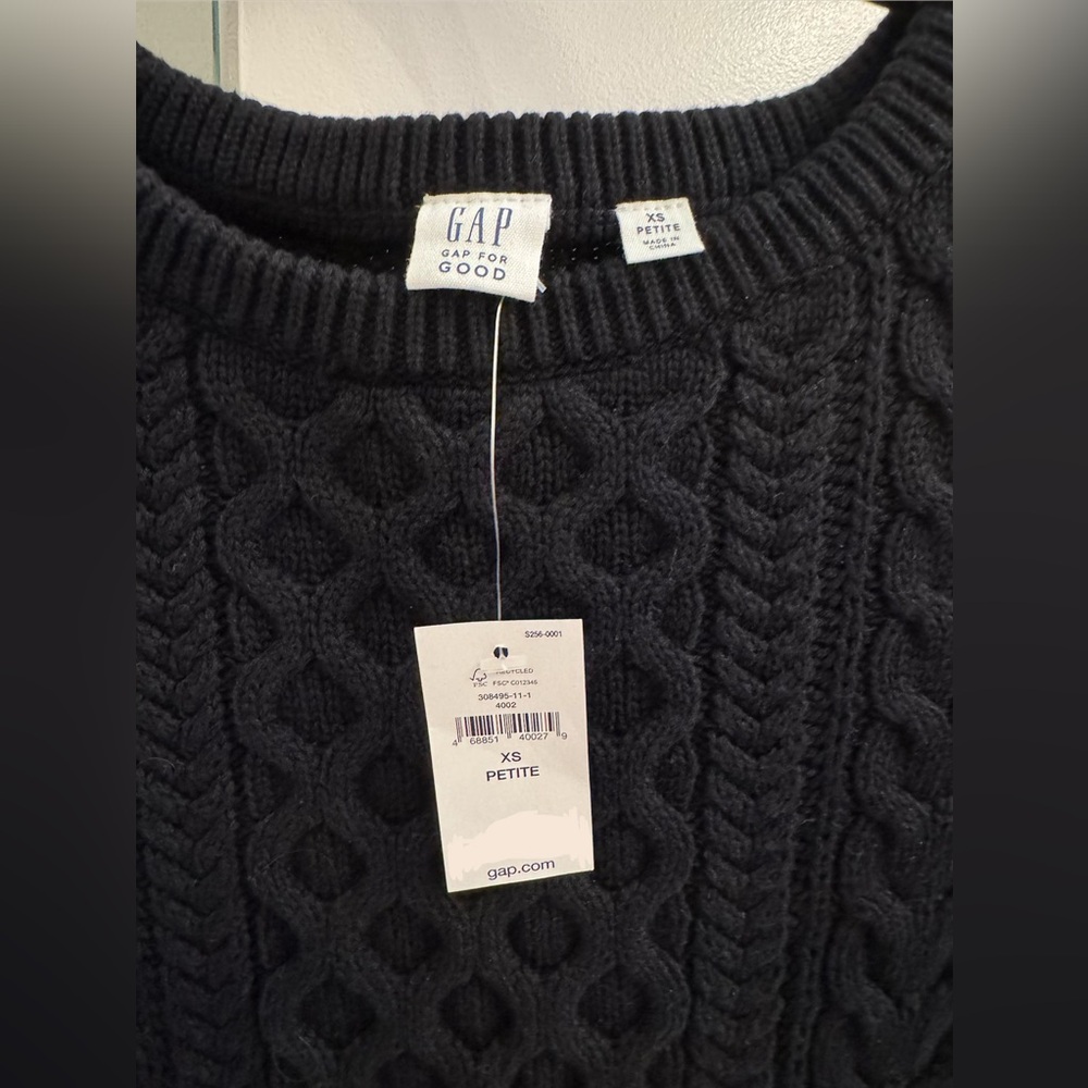GAP Black Cable Knit Sweater XS Petite